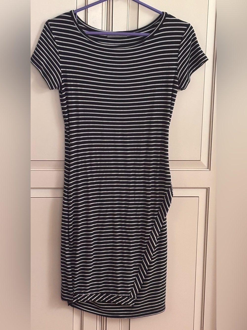 Loveappella Striped Faux Wrap Dress- size SP